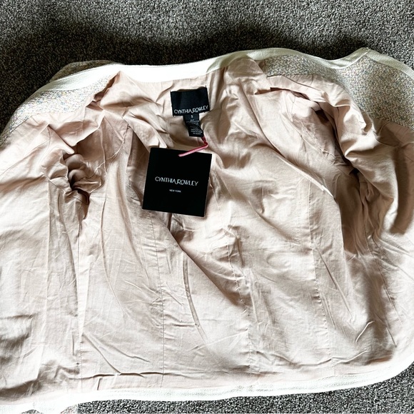 Cynthia Rowley Colorful Metallic Tweed Cropped Bolero Womens Blazer Size Small - Picture 7 of 14